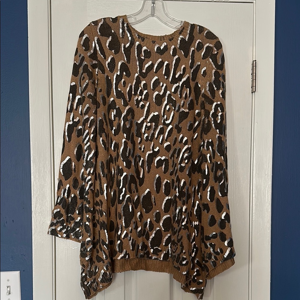 Show Me Your MuMu Brown Cream Asymmetrical Blouse with Long Sleeves